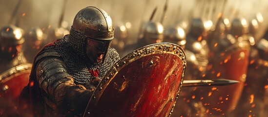 Medieval warrior in battle.