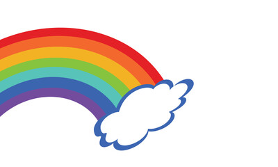 Rainbow with clouds. simple colorful rainbow art for kids design element.  isolated on white background  design Template, . Vector illustration . EPS 10