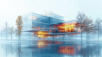 Obraz premium Futuristic Digital Campus for Global and Local Educational and Innovation