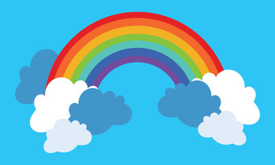 Rainbow with clouds. simple colorful rainbow art for kids design element.  isolated on white background  design Template, . Vector illustration . EPS 10