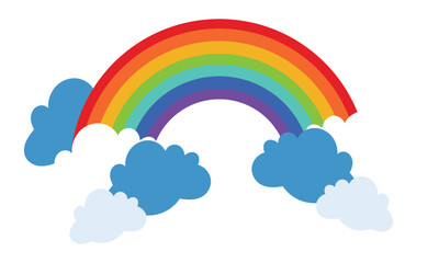 Rainbow with clouds. simple colorful rainbow art for kids design element.  isolated on white background  design Template, . Vector illustration . EPS 10