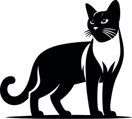 Siamese Cat Silhouette - Black Vector Cricut Design for T-Shirt Printing