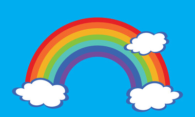 Rainbow with clouds. simple colorful rainbow art for kids design element.  isolated on white background  design Template, . Vector illustration . EPS 10