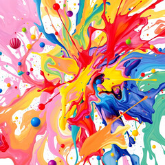 Fototapeta premium Splash of Colorful Paints Representing Happiness in Abstract Art