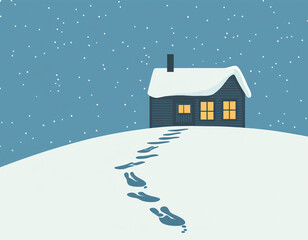 Fototapeta premium Winter Cabin Night