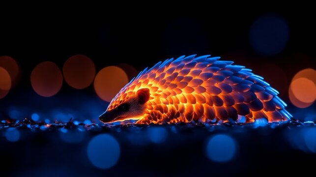 Pangolin illuminated in a glowing wallpaper background nature scene artistic photography mystical environment captivating viewpoint