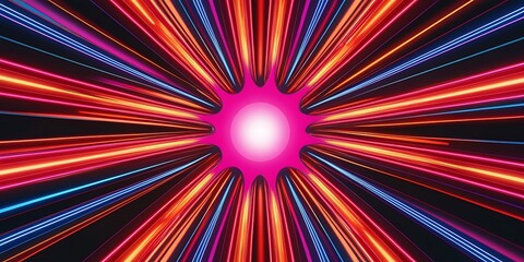 Illustrated background burst of pink and blue lights of black background wallpaper, lightful design