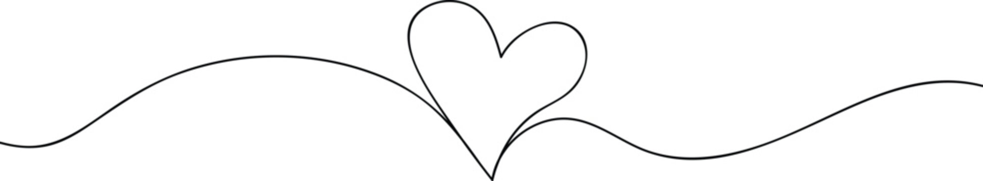 Heart shape, love symbol, continuous line art drawing vector illustration.	

