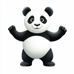 Naklejka premium Cute and Playful Cartoon Panda Character with a Cheerful Expression, Ideal for Children's Products and Nature-Themed Designs