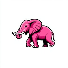 Fototapeta premium Playful Pink Elephant Illustration on a Flat Background Ideal for Children’s Products, Animation, or Fun-Themed Designs