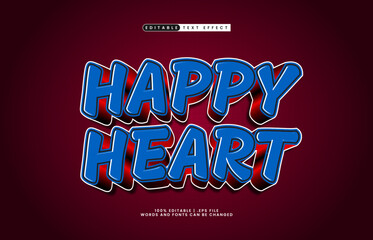 happy heart editable text effect with a kids and happy text style