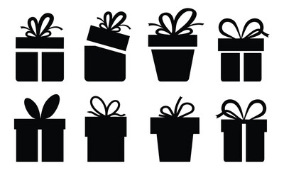 Gift box icons. Vector surprising gift box signs, christmas gift icon illustration vector symbol.