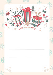Christmas Holiday Gift Exchange Background Party Invitation Blank Template