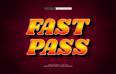 fast pass editable text effect with a kids and game text style