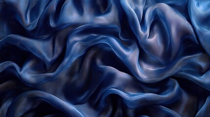 Obraz premium Luxurious crumpled blue silk fabric with soft satin texture