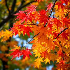 Vibrant Autumn Maple Leaves Showcasing Nature's Beauty with AI