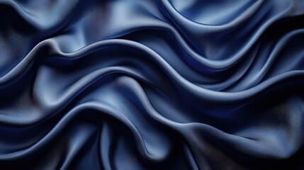 Fototapeta premium Elegant blue silk fabric with luxurious folds and soft texture