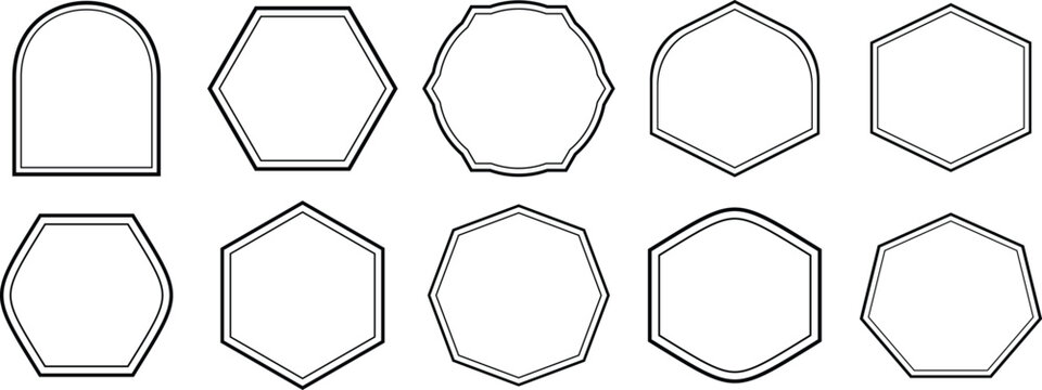 Abstract and basic shapes collection. Vector basic shape. Polygonal trendy minimalist basic figure elements, lines, circles, hexagon flat style. 