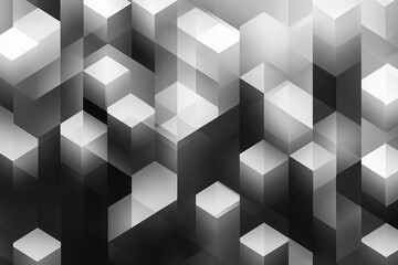 Modern abstract geometric shapes in grayscale pattern on a flat surface. Generative AI