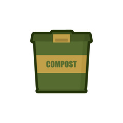 Compost Bin Flat Icon, Flat Vector Gardening and Farming Equipment Icons