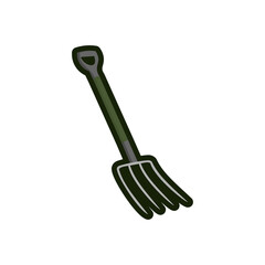 Garden Fork Flat Icon, Flat Vector Gardening and Farming Equipment Icons