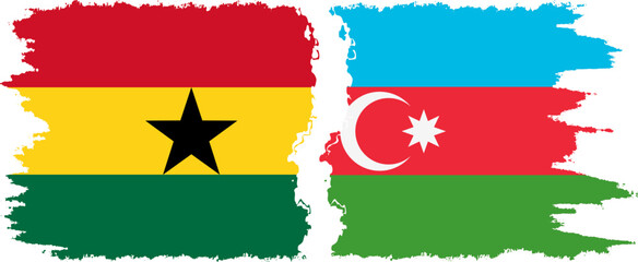 Azerbaijan and Ghana grunge flags connection, vector