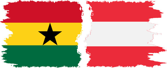 Austria and Ghana grunge flags connection, vector