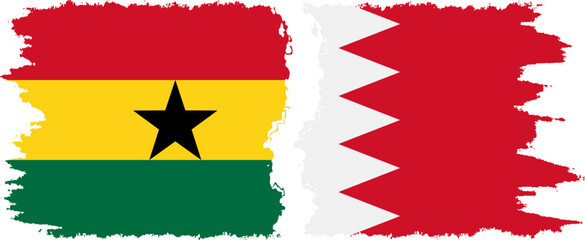 Bahrain and Ghana grunge flags connection, vector