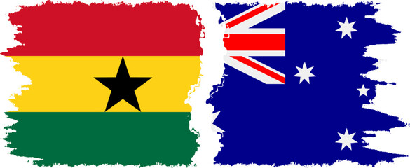Australia and Ghana grunge flags connection, vector
