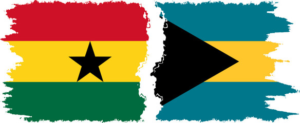 Bahamas and Ghana grunge flags connection, vector