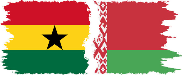 Belarusian and Ghana grunge flags connection, vector