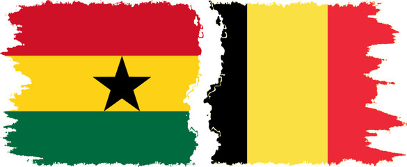 Belgium and Ghana grunge flags connection, vector