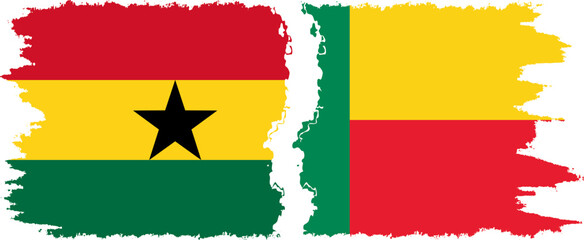 Benin and Ghana grunge flags connection, vector