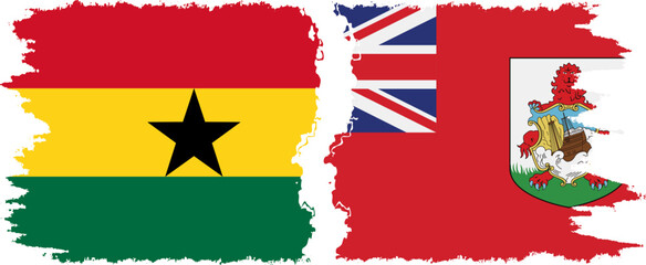 Bermuda and Ghana grunge flags connection, vector