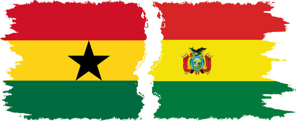 Bolivia and Ghana grunge flags connection, vector