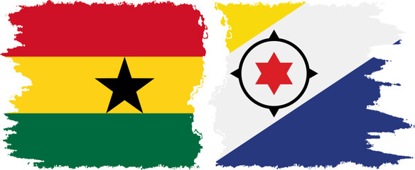 Bonaire and Ghana grunge flags connection, vector