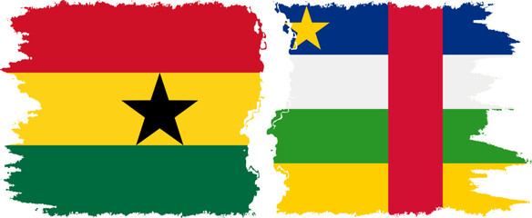 Central African Republic and Ghana grunge flags connection, vector