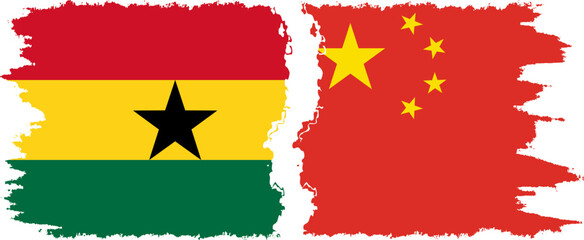 China and Ghana grunge flags connection, vector