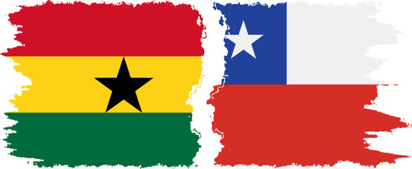 Chile and Ghana grunge flags connection, vector