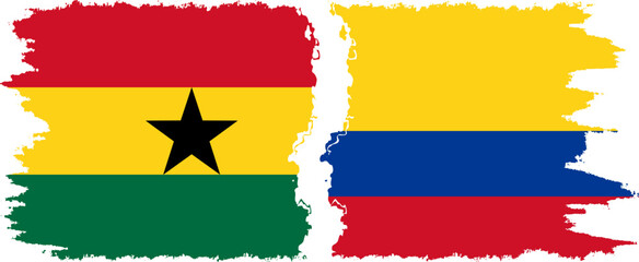 Colombia and Ghana grunge flags connection, vector