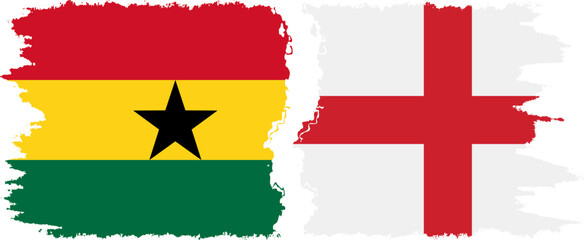 England and Ghana grunge flags connection, vector