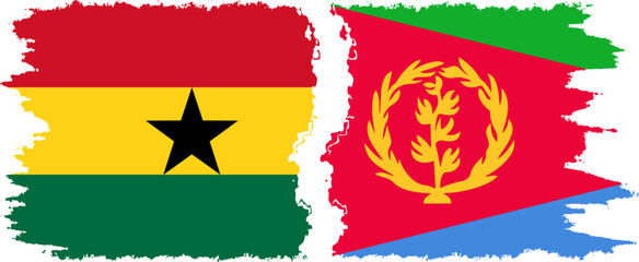 Eritrea and Ghana grunge flags connection, vector