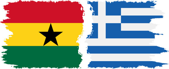 Greece and Ghana grunge flags connection, vector