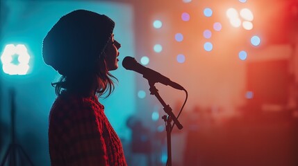Silhouette of a Singer on Stage