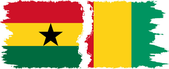 Guinea and Ghana grunge flags connection, vector