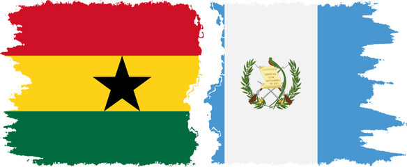 Guatemala and Ghana grunge flags connection, vector