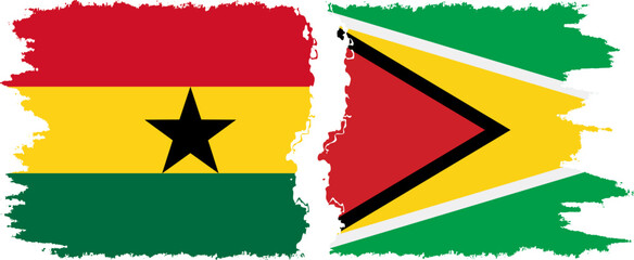 Guyana and Ghana grunge flags connection, vector