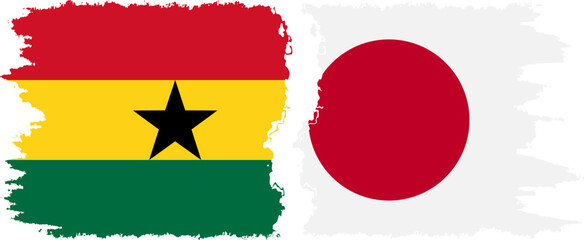 Japan and Ghana grunge flags connection, vector