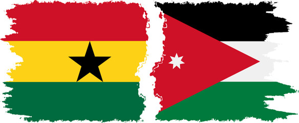 Jordan and Ghana grunge flags connection, vector