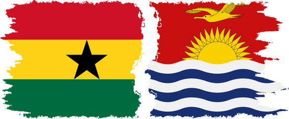 Kiribati and Ghana grunge flags connection, vector